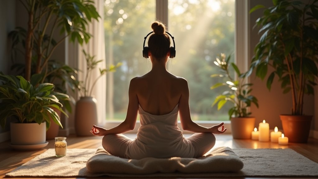 immersive meditation with headphones